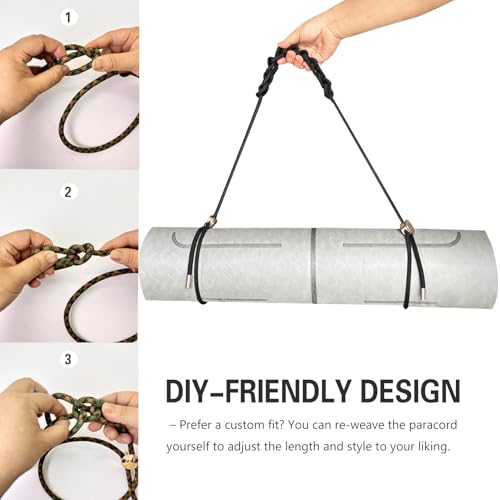 DAOSUN Yoga Mat Strap - 8MM Adjustable Paracord Carrier for Carrying Yoga Mats, Camping Pads & Blankets (Strap Only)