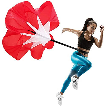Resistance Parachute Running Umbrella, 57'' Speed Training Resistance Parachute, Resistance Training Tool, Running Parachute Resistance Trainer(Color:Red) - color: Red