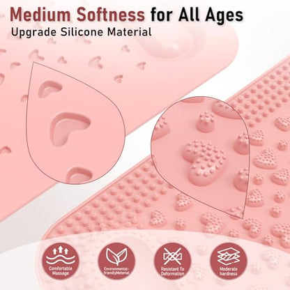 Foot Massage Mat & Foot Massage Balls, Spike Acupressure Reflexology Mat for Feet Pressure Point Stimulation, Silicone Massager Board Plantar Fasciitis Pain Stress Relief for Office Home Pink - color: 22.5x14.2" Pink