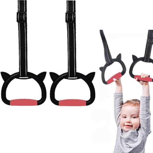 Professional Gymnastic Rings,Both for Adults and Kids,Support 440lb,Home Fitness Equipment,Indoor and Outdoor Pull-up Bar for Stretching and Height Increase (Reddark-1.5m)