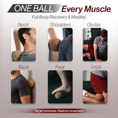 Bullworker 4" Cork Massage and Fitness Ball Recovery Tool - Deep Tissue Muscle Tension Release for Trigger Point, Muscle Soreness, Yoga Therapy, 10 CM