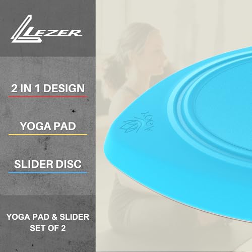 LEZER 2 IN 1 Yoga Knee Pad Slider, Core Gliding Disc, Extra Thick Yoga Mat, Cushion, Wrist Support, Exercise, Home Gym Workout Equipment, Honeycomb Structure, Set of 2