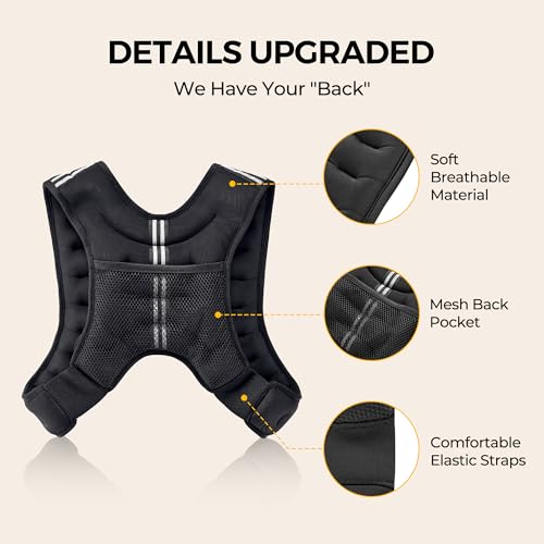 Weighted Vest 4-10lb/12lb Weight Vest with Reflective Stripe, Body Weight Vests Adjustable for Men, Women Workout