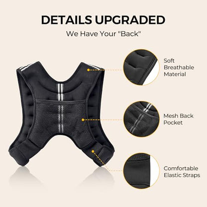 Weighted Vest 4-10lb/12lb Weight Vest with Reflective Stripe, Body Weight Vests Adjustable for Men, Women Workout