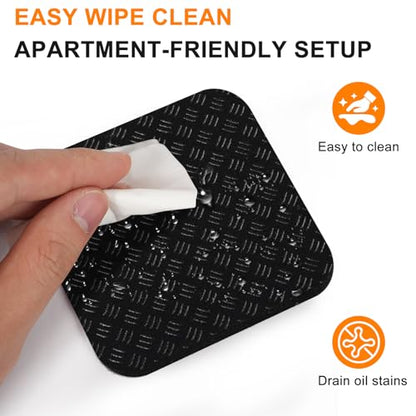 Compact Silicone Treadmill Mat, Non-Slip Shock Absorbing Pad, Floor Protector for Home Gym Equipment, Easy to Clean, Anti-Vibration, Prevents Floor Damage (12, 3.94x3.94x0.2inch)