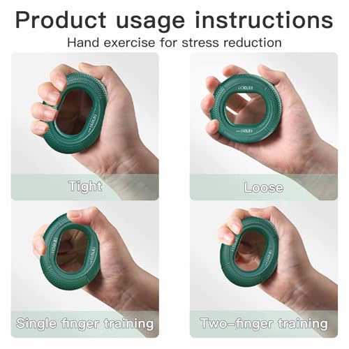 Grip Strength Trainer (30-80lbs) - 6 Resistance Levels, 3PCS Silicone Hand Grip Strengthener Rings for Rock Climbing, Athletes, Finger Workout & Stress Relief - Double Force Design