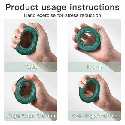 Grip Strength Trainer (30-80lbs) - 6 Resistance Levels, 3PCS Silicone Hand Grip Strengthener Rings for Rock Climbing, Athletes, Finger Workout & Stress Relief - Double Force Design