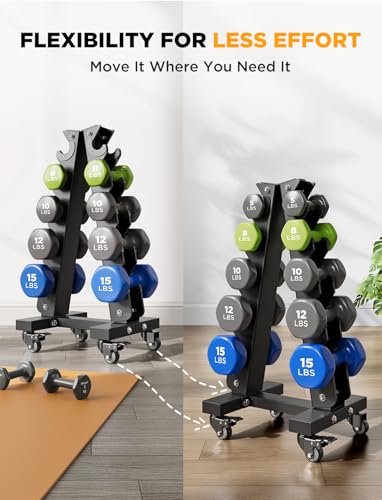 YOLEO Dumbbell Rack - 3 Tier & 5 Tier Compact Weight Rack for Dumbbell, Kettlebell, Barbell, Heavy Duty Weight Storage Organizer, Space-Saving Dumbbell Storage Stand Holder for Home Gym - 1100LBS Capacity (Rack Only)
