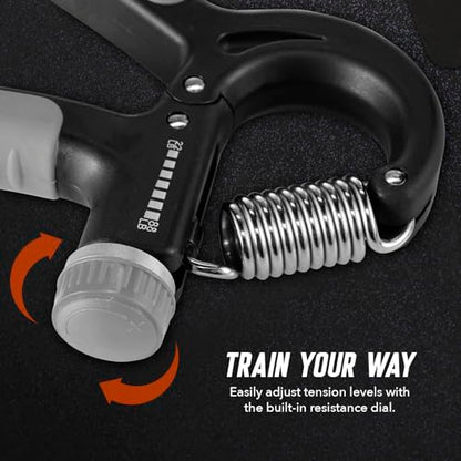 Spalding - Adjustable Hand Grip Strengthener, 22-88 lbs Resistance Hand Gripper for Forearm Wrist Finger Training, Anti Slip Ergonomic Handle Grip Trainer for Home Gym Fitness (Black)
