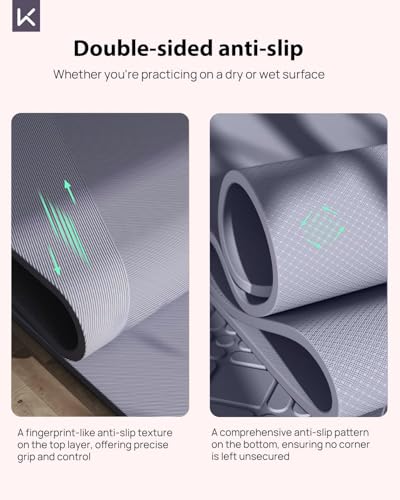 KEEP Extra Wide Yoga Mat, 7mm Thick 72" x 32" Exercise Mat - color: Purple