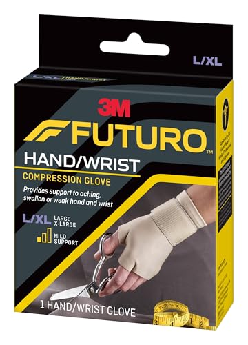 FUTURO Compression Glove, Provides Mild Support to Aching, Weak Hands and Wrists, L/XL