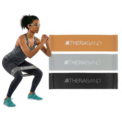 THERABAND Resistance Band Loop Set of 3, Exercise, 12", Black/Silver/Gold - color: Black/Silver/Gold, size: 12 inch