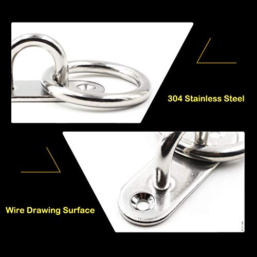 Ceiling Wall Mount Hook Heavy Duty Anchor with Ring 1/4" 6mm 304 Stainless Steel Great for Yoga Swings Hammocks/Boat Rigging/Marine Deck Hardware/Suspension Training Straps - color: 6mm ellipse with ring