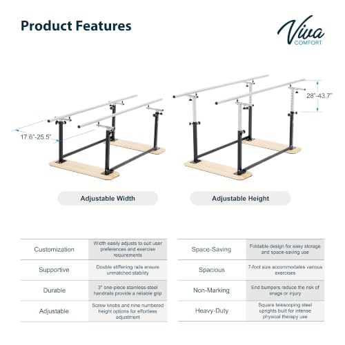 VivaComfort 7 Feet Folding Parallel Bars for Physical Therapy