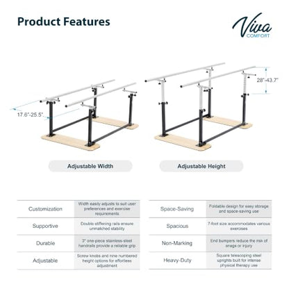VivaComfort 7 Feet Folding Parallel Bars for Physical Therapy