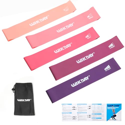 Resistance Bands for Working Out Exercise Loop Bands Workout Bands Set for Men Women Body Stretching, Crossfit Training, Home Workout, Physical Therapy, Booty Legs, Set of 5 - color: Pink Purple