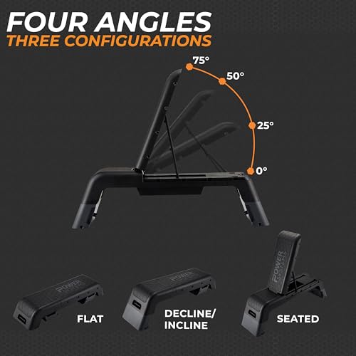 Power Systems Step Bench & Weight Bench | Aerobic Platform & Plyo Box for Cardio, Strength | Commercial Grade Full Body Home Gym Stepper | Adjustable Multifunctional Deck & Resistance Band Clips