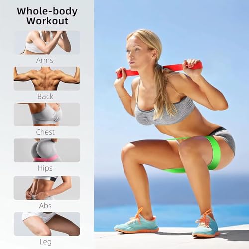 Resistance Bands Set, 6-Level Portable Exercise Bands for Strength Training, Stretching, Fitness Indoor/Outdoor