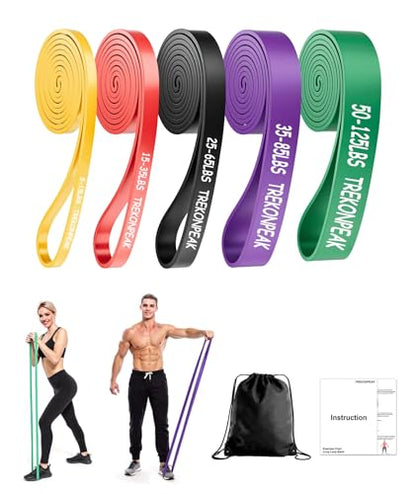 Resistance Bands for Working Out, 5-Levels Exercise Band Set, Pull Up Assistance Bands-Strength Training Physical Therapy Stretching Women Men Home Gym