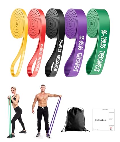 Resistance Bands for Working Out, 5-Levels Exercise Band Set, Pull Up Assistance Bands-Strength Training Physical Therapy Stretching Women Men Home Gym