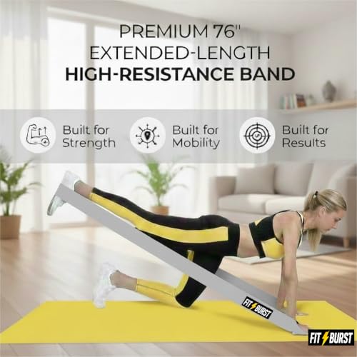 Premium Fabric Resistance Band 76 Inch Extra Long – Resistance Bands for Working Out & Resistance Bands for Physical Therapy, Non-Slip Exercise Band for Men & Women, Stretching & Home Fitness