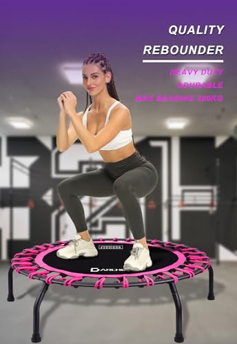 350lbs Rebounder Mini Trampoline for Adult, Indoor Small Trampoline for Exercise Workout Fitness, Upgrade Design Bungee Trampoline for Safer Quieter Bounce [40 Inches]
