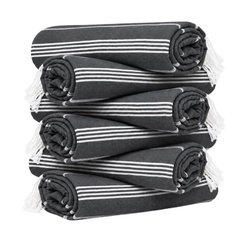 HAVLULAND Turkish Beach Towels, Set of 12, Oversized 72"x40" - Black - color: Black, size: 12 Pack