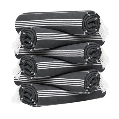 HAVLULAND Turkish Beach Towels, Set of 12, Oversized 72"x40" - Black - color: Black, size: 12 Pack