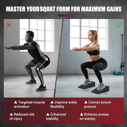 Slant Board for Calf Stretching & Squats – Non-Slip Heel Elevated Squat Wedge Block for Weightlifting, Squat Mobility & Performance | Workout Wedge to Improve Squat Form, Balance & Strength