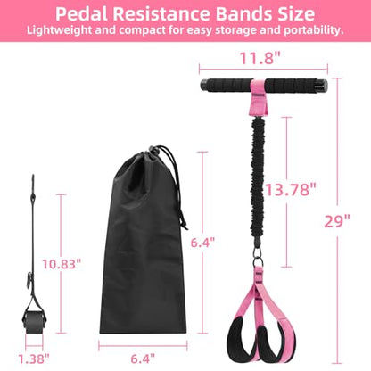 Pedal Resistance Band with Handles and Door Anchor, Detachable Foot Pedal Resistance Band with Stainless Steel Buckles, Multifunction Tension Rope Tummy Trimmer for Full Body Workout Home Gym Women