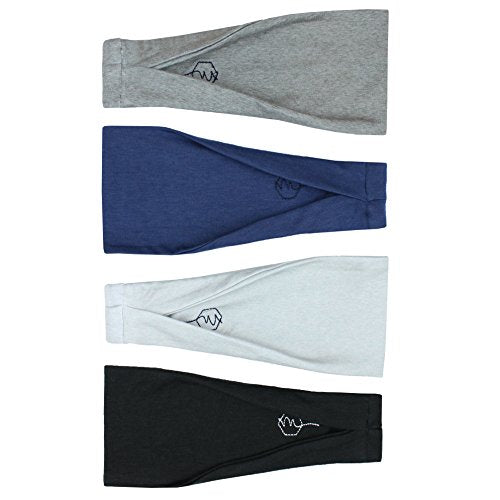 4" Wide Workout Headbands for Women (4 Pack) – Non-Slip Sweatbands for Gym, Running & Yoga - color: Basics