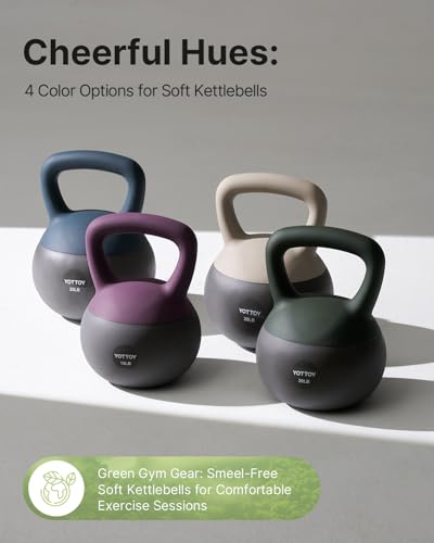 YOTTOY Soft Kettlebell, Set for Strength Training Kettlebells & Home Workouts, Soft-Sided Cushioned Base, Wide-Handle - Ideal for Men, Women, & Beginners - color: 30LB-Purple