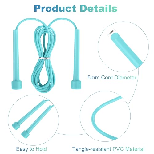 Aodaer PVC Skipping Rope Adjustable Jump Rope for Kids Multicolor Jump Rope Bulk with Plastic Handles Lightweight for Outdoor Fitness Exercise and Weight Loss, Training and Racing