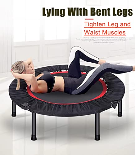 40"/48" Fitness Rebounder Trampoline with 4-Level Adjustable Foam Handle, Quiet and Stable Exercise Trampoline for Kids Adults, Indoor/Outdoor Mini Trampoline - color: Red