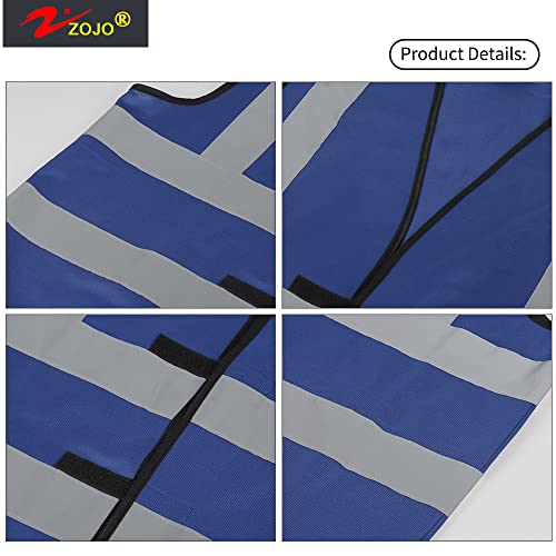zojo High Visibility Reflective Safety Vest Bulk 10 Pack - color: Blue