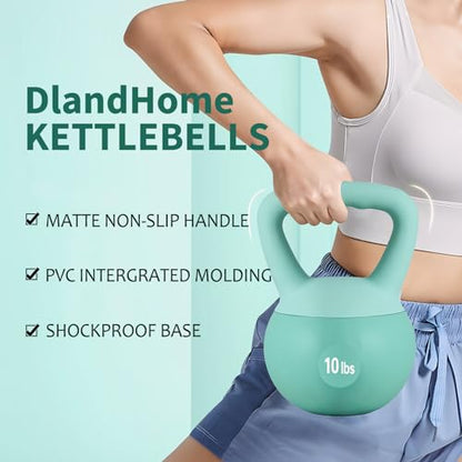 Soft Kettlebell Weights (5-30 lbs) - Iron Sand Filled for Home Gym, Strength Training & Fitness - Shock-Proof Design with Wide Non-Slip Handle - Dumbbell Alternative for Men & Women (Mint Green, 10 LBS)