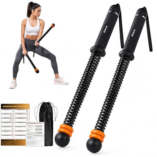 Portable Cordless Battle Ropes – Home Gym Workout Equipment for Intensive Training & Core Strength, Ideal for Home, Office, Travel and Small Spaces(Black) - color: Black