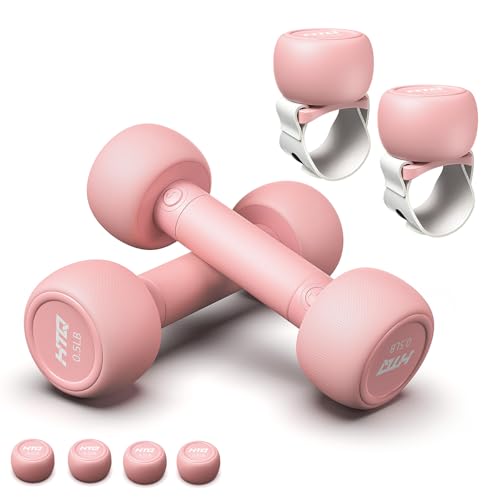 HTQ Adjustable Dumbbells, 5 in 1 Dumbbells Set Used as Barbell, Kettlebells, Jump Rope, Wrist Weights, Resistance Band, Fitness Exercises for Home Gym Suitable for Women, Pink/Green