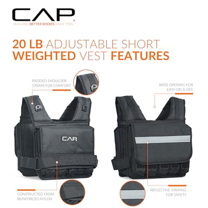 CAP Adjustable Weighted Vest 20–150 lbs for Strength Training, Running & Workouts, Weight Vest for Men & Women, Fitness Training Vest - style: 20lbs-S