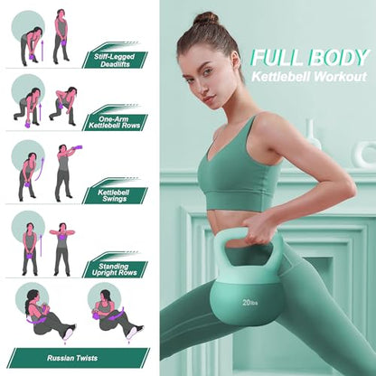 SogesPower Soft Kettlebells, Iron Sand Filled Strength Training Weights, Shock-Proof with Wide-Grip Handle, Fitness Kettlebells for Home Gym - color: 20LBS-Mint Green