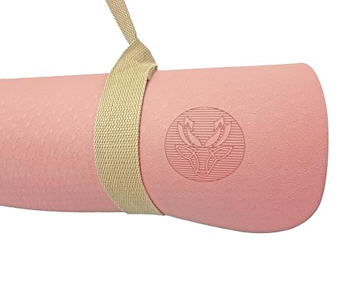 Non Slip TPE Yoga Mat 6mm Thick with Carrying Strap, Lightweight Exercise Mat for Home Workout, Pilates & Fitness, Comfort Cushion Workout Mat