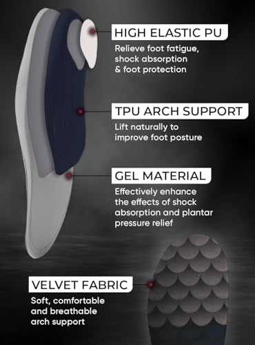 CRUVHEAL Work Orthotic Plantar Fasciitis Boot Insoles Men Women, M
