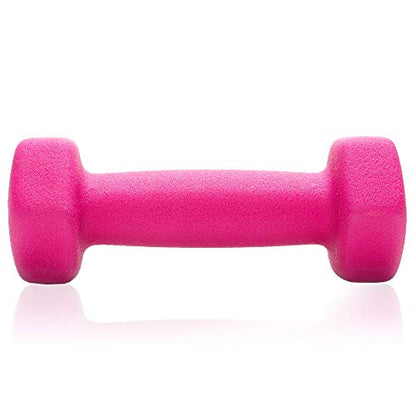 Philosophy Gym Set of 2 Neoprene Dumbbell Hand Weights, Hexagon Shape - style: Pink 2 lb Pair