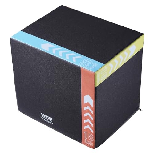 VEVOR 3 in 1 Plyometric Jump Box, Cotton Plyo Box, Platform & Jumping Agility Box, Anti-Slip Fitness Exercise Step Up Box for Home Gym Training, Conditioning Strength Training, Multiple Sizes, Black - size: 20"x18"x16"