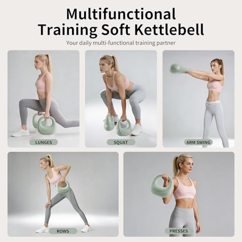 Soft Kettlebell, Kettlebells Anti-Slip Grip with Cushioned Impact-Resistant Base, Strength Training Kettlebells Sets for Home Workouts, Kettlebell for Women/Men/Beginners (6LB/10LB/15LB)