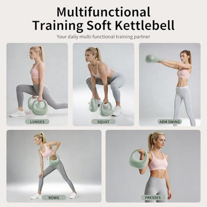 Soft Kettlebell, Kettlebells Anti-Slip Grip with Cushioned Impact-Resistant Base, Strength Training Kettlebells Sets for Home Workouts, Kettlebell for Women/Men/Beginners (6LB/10LB/15LB)