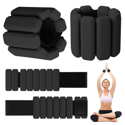 Wrist Weights, Adjustable Wrist Ankle Weights for Women and Men (1 lb Each), 2Pack Wearable Silicone Bracelets Suitable for Walking, Yoga, and Gym, Arm & Leg Workout, 2lb - color: Black