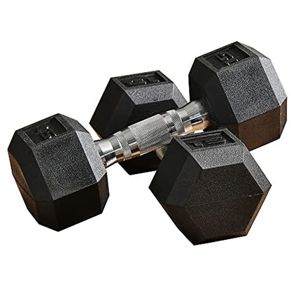 Soozier 2 x 12lbs/2 x 15lbs/2 x 40lbs/2 x 45lbs/2 x 50lbs Hex Dumbbell Set of 2, Rubber Weights Exercise Fitness with Non-Slip Handles, Anti-roll, for Women or Men Home Gym Workout, Black - style: 2 x 15lbs