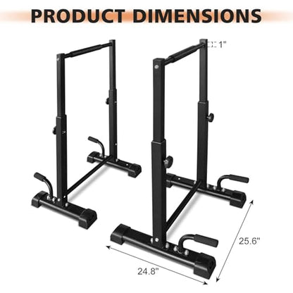 Adjustable Dip Station - 1200 Lbs Capacity Multi-Functional Workout Bar with 6 Height Levels (36.6"-46") for Home Gym Fitness Training, Pull Ups, Dips & Bodyweight Exercises, Black