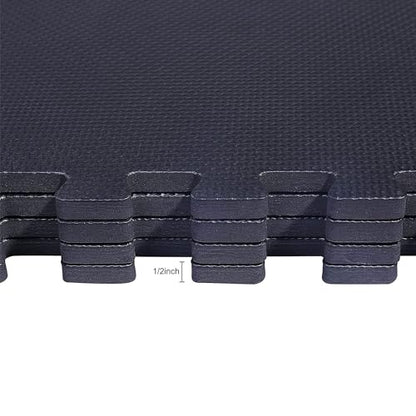 BalanceFrom 2-Pack 36-Count 24x24x0.5 Inch EVA Interlocking Foam Exercise Tile Mat, Black – Non-Slip Puzzle Flooring for Home Gym, Fitness Studio, or Playroom